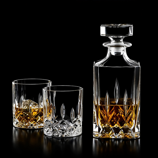 Opera Whiskey Decanter Set With 6 Glasses - Made Of Finest Crystal
