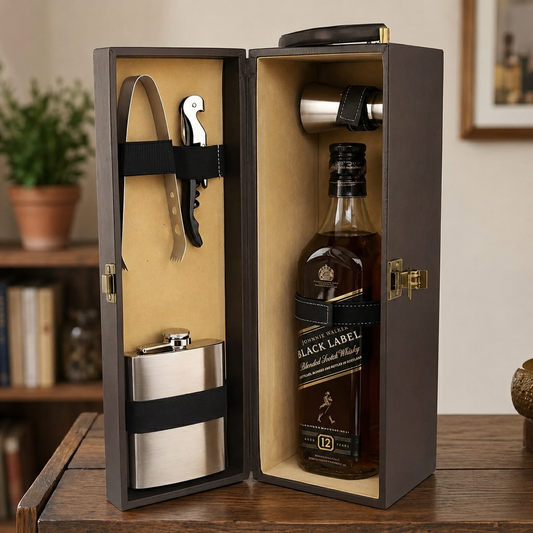 Bottle Gifting Leather Suitcase With Accessories