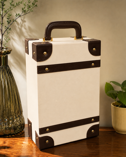 Leather Bar Briefcase With 3 Whiskey Glasses And Bar Tools