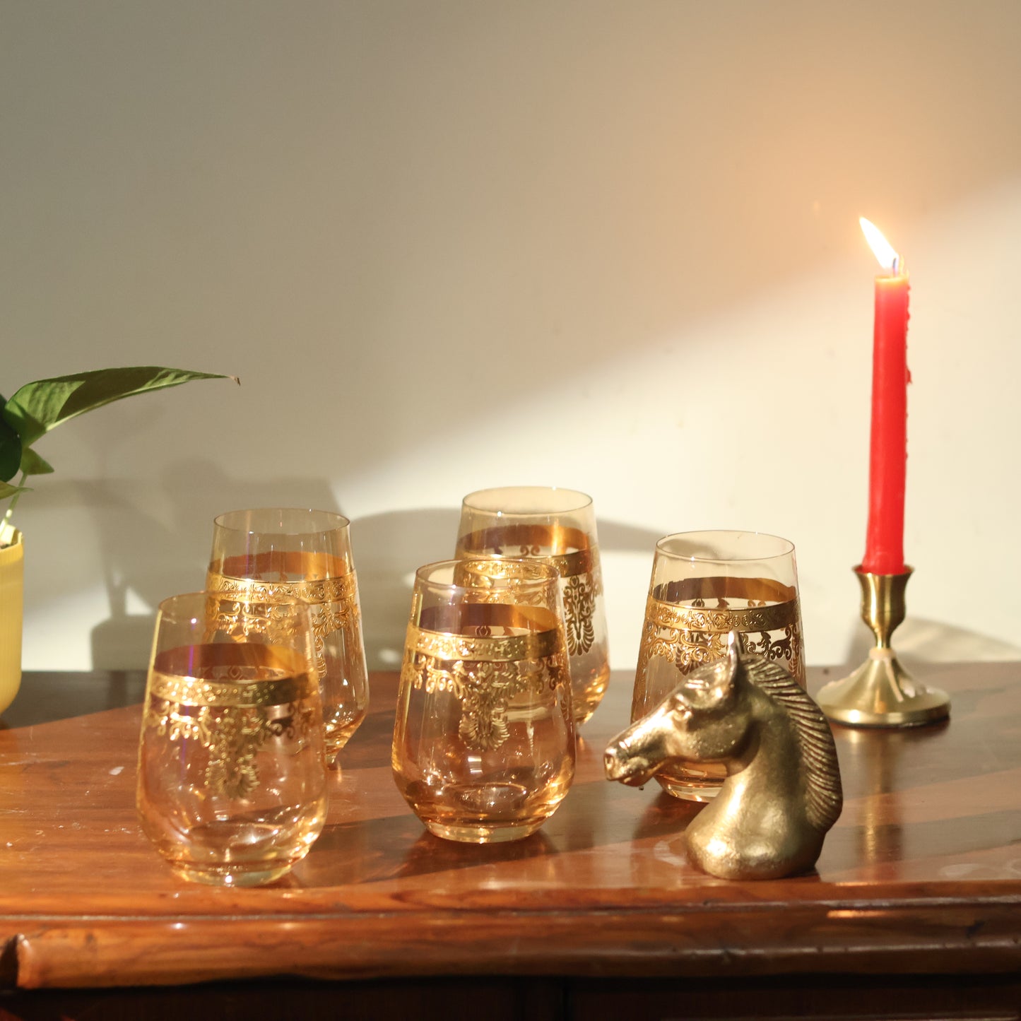Emperors Gold Crystal Glass – Set of 6 - Made Of Bohemian Crystal