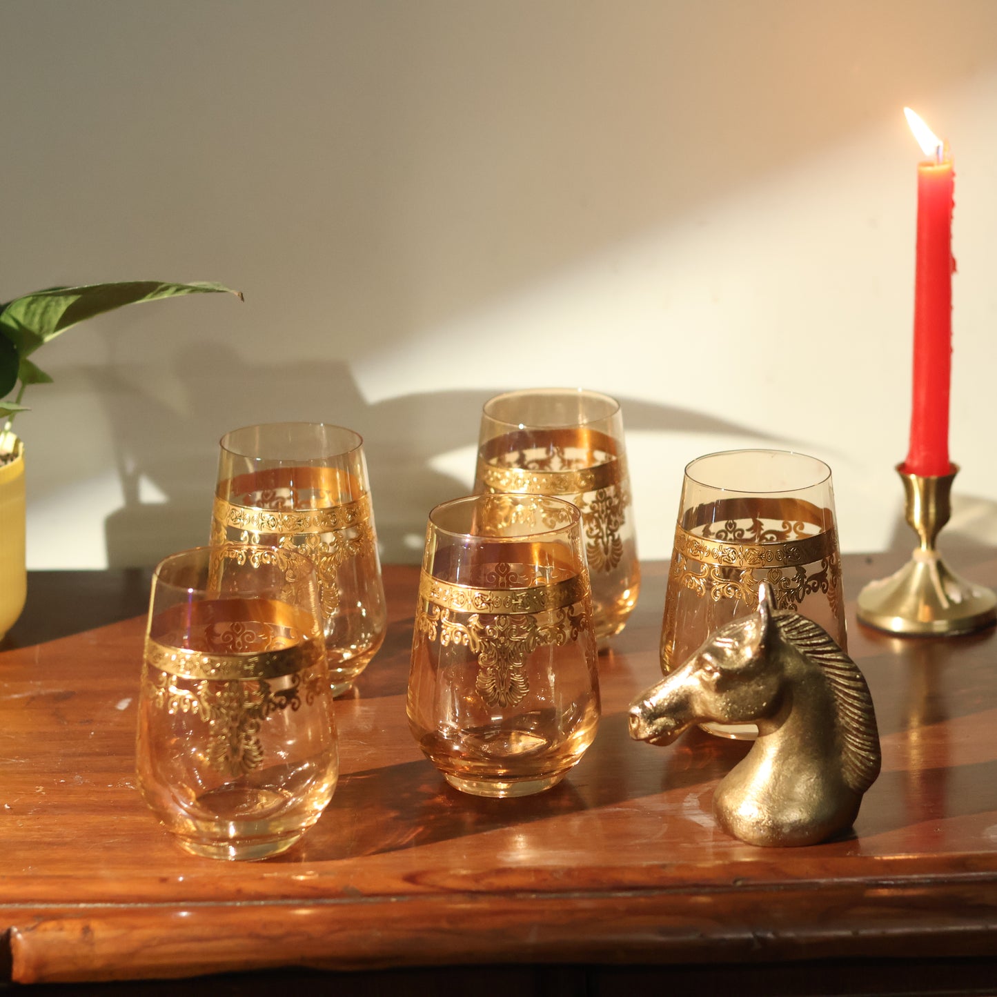 Emperors Gold Crystal Glass – Set of 6 - Made Of Bohemian Crystal