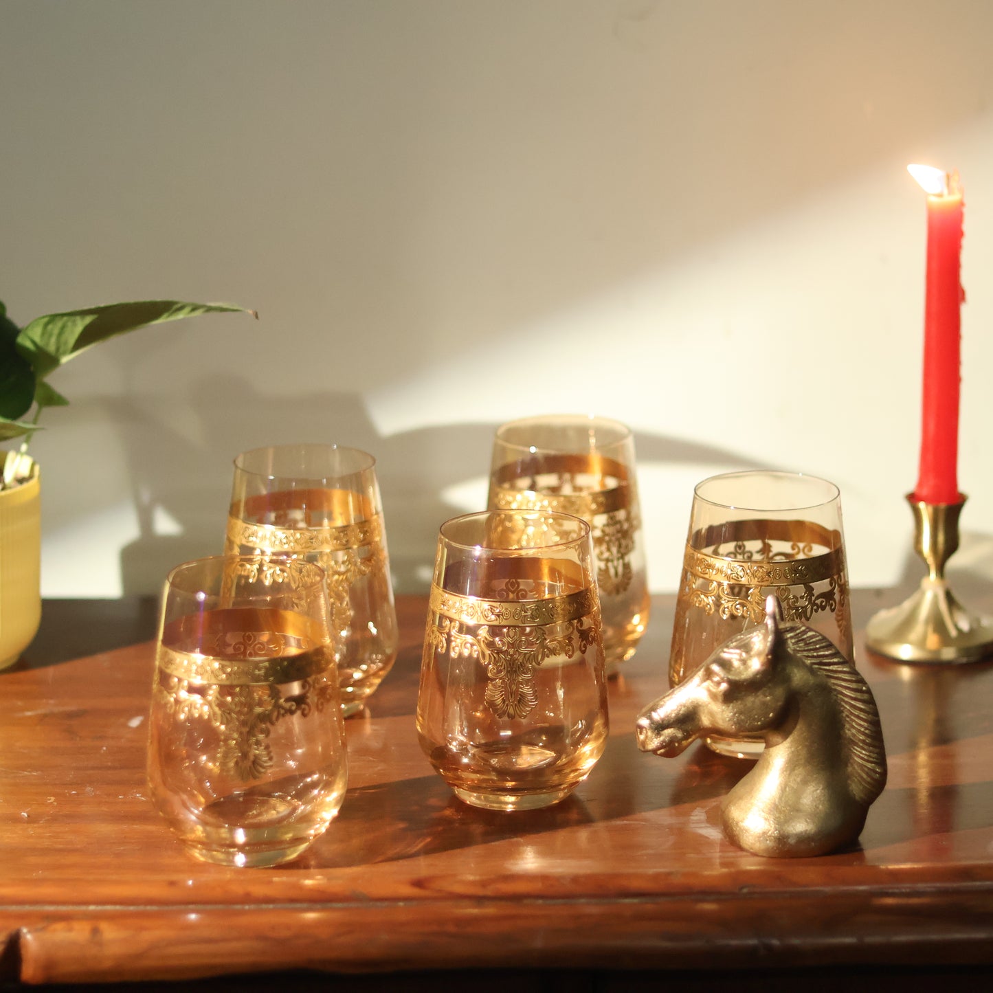 Emperors Gold Crystal Glass – Set of 6 - Made Of Bohemian Crystal