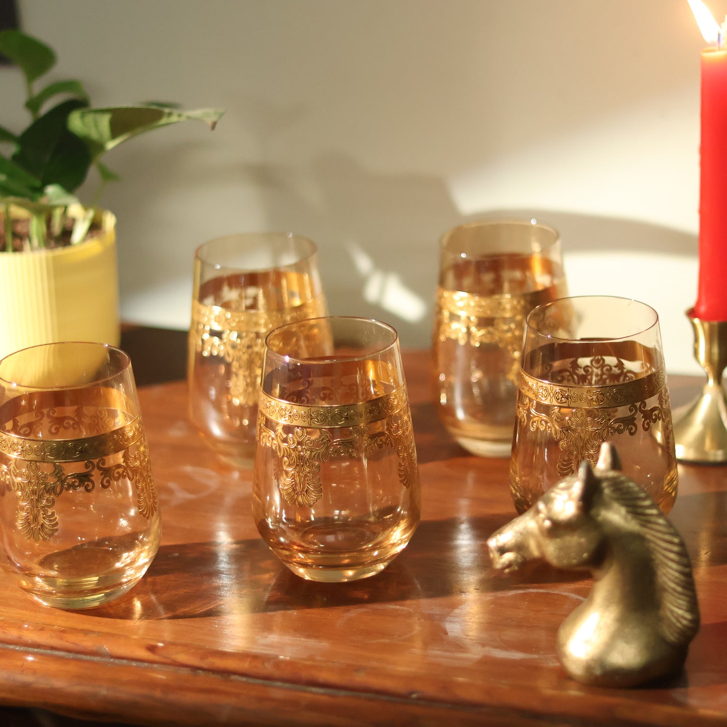 Emperors Gold Crystal Glass – Set of 6 - Made Of Bohemian Crystal