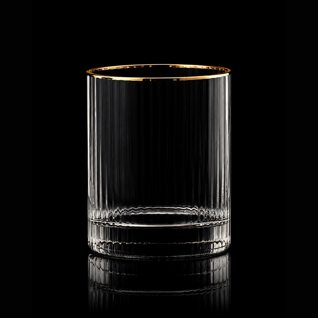 Gold Rim Crystal Whiskey Glass (Pack Of 6) - Real Gold Plated