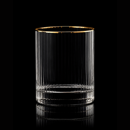 Gold Rim Crystal Whiskey Glass (Pack Of 6) - Real Gold Plated