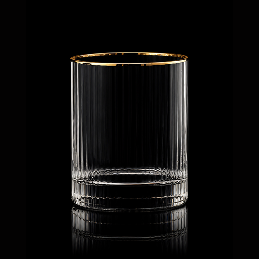 Gold Rim Crystal Whiskey Glass (Pack Of 6) - Real Gold Plated