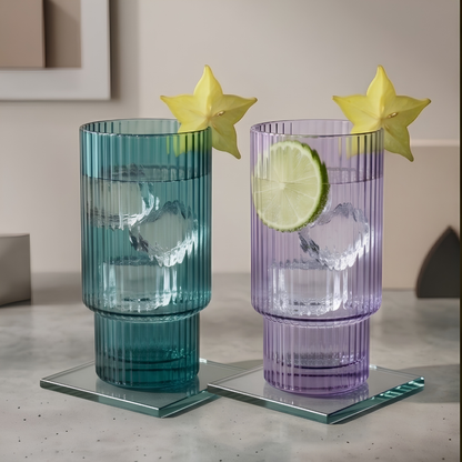 Korean Crystal Ribbed Glasses – Set of 6