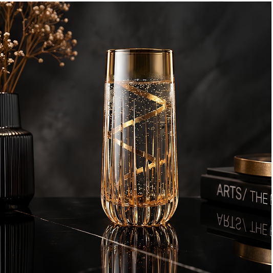 Amber Gold Crystal Glass – Set of 6 | Made in Italy