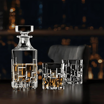 Crystal Cut Whiskey Decanter Set (Pure Crystal) - 1 Decanter And 6 Glasses