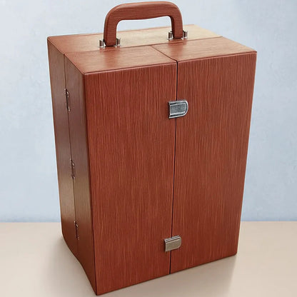 Double Door Portable Bar Box With 6 Crystal Whiskey Glasses And Bar Tools