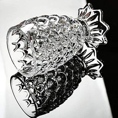 Crystal pineapple-shaped whiskey glass with textured surface and star-shaped base