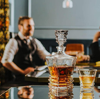 Crystal Luxury Square Whiskey Decanter Set