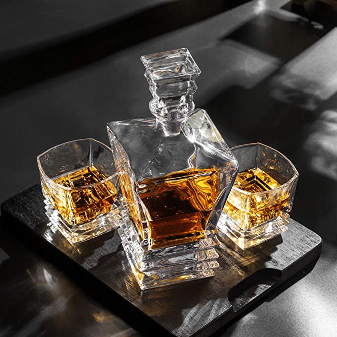 Crystal Luxury Square Whiskey Decanter Set