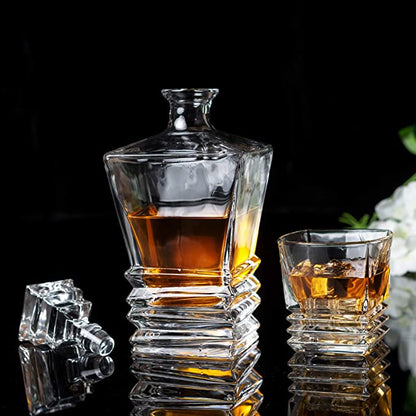 Crystal Luxury Square Whiskey Decanter Set