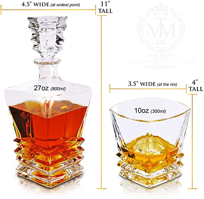 Crystal Luxury Square Whiskey Decanter Set