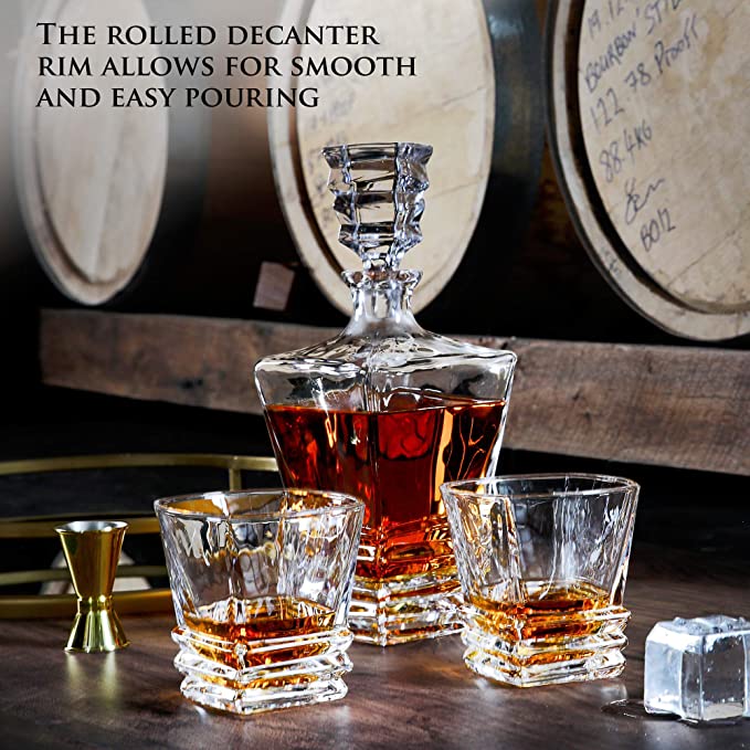 Crystal Luxury Square Whiskey Decanter Set