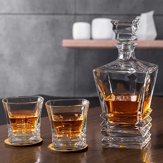 Crystal Luxury Square Whiskey Decanter Set