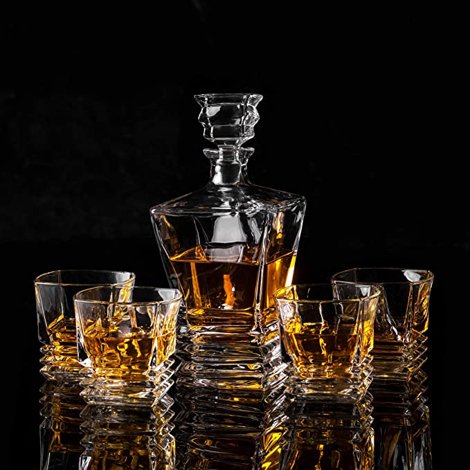 Crystal Luxury Square Whiskey Decanter Set