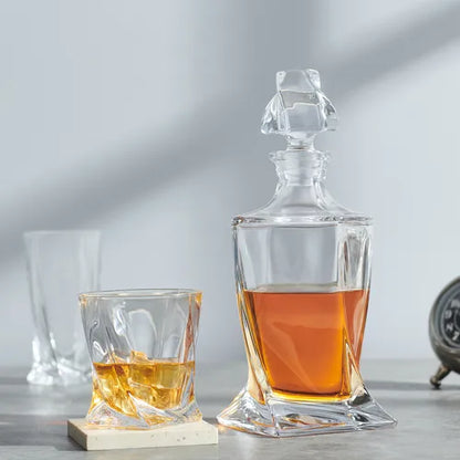 Crystal Twist Whiskey Decanter Set