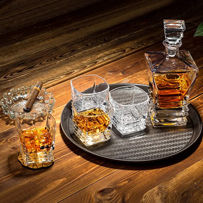 Crystal Luxury Square Whiskey Decanter Set