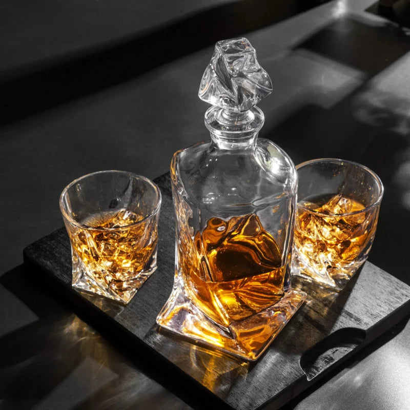 Crystal Twist Whiskey Decanter Set