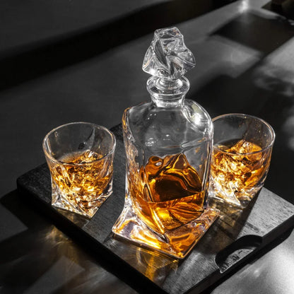 Crystal Twist Whiskey Decanter Set