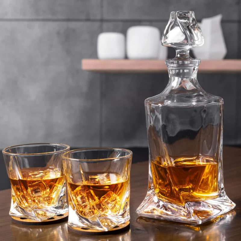 Crystal Twist Whiskey Decanter Set