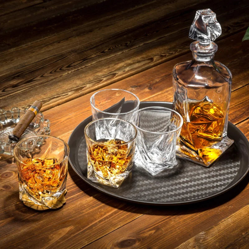 Crystal Twist Whiskey Decanter Set