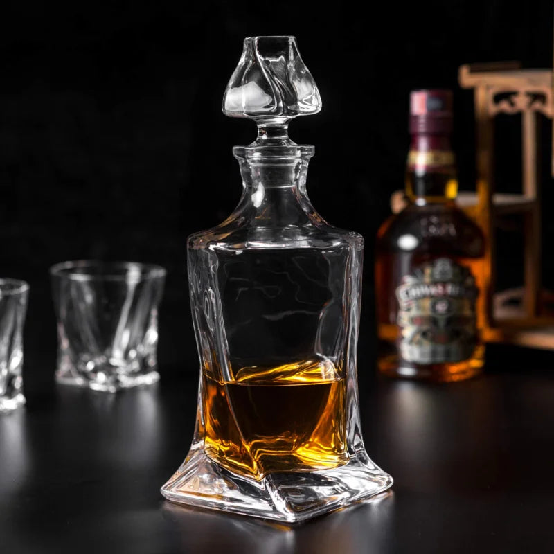 Crystal Twist Whiskey Decanter Set